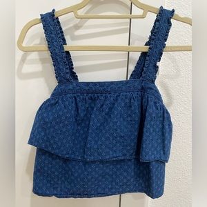Madewell tiered blue crop top XS